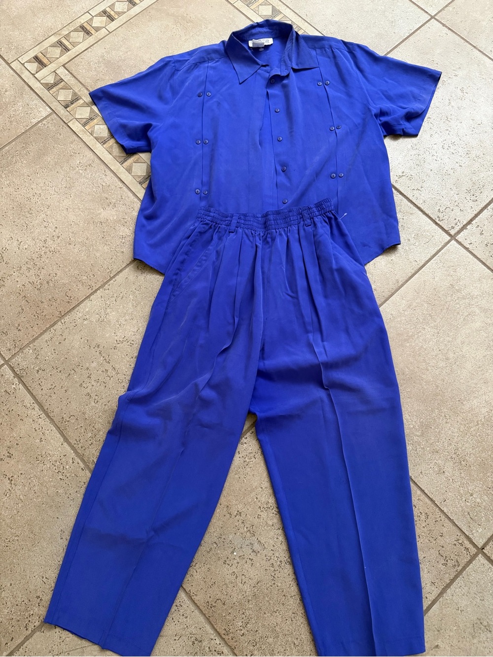 Women's Two-Piece Trousers Set in Cobalt Blue